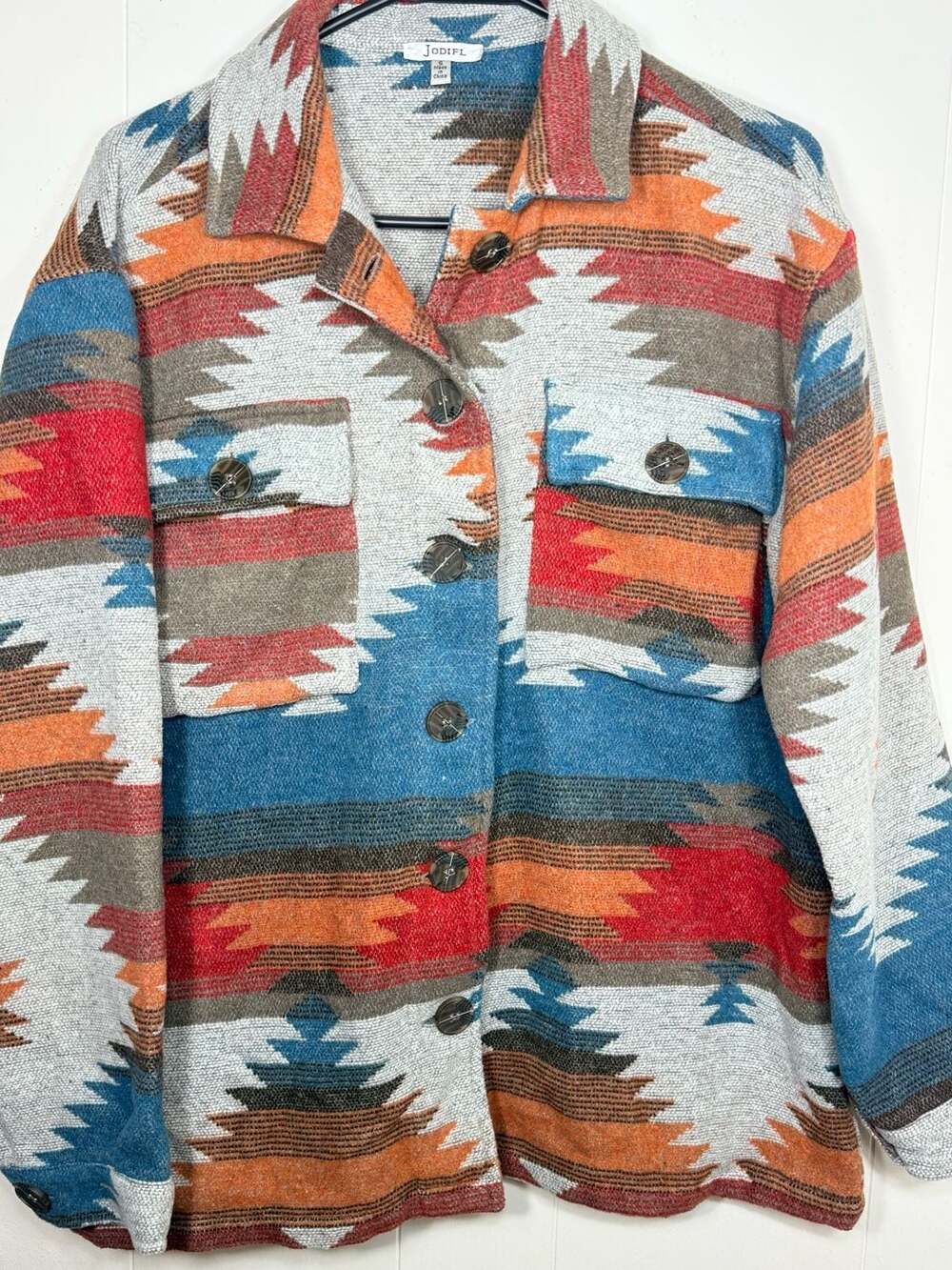 Jodifl Aztec Southwestern Shacket Size S Multicolor Button-Front